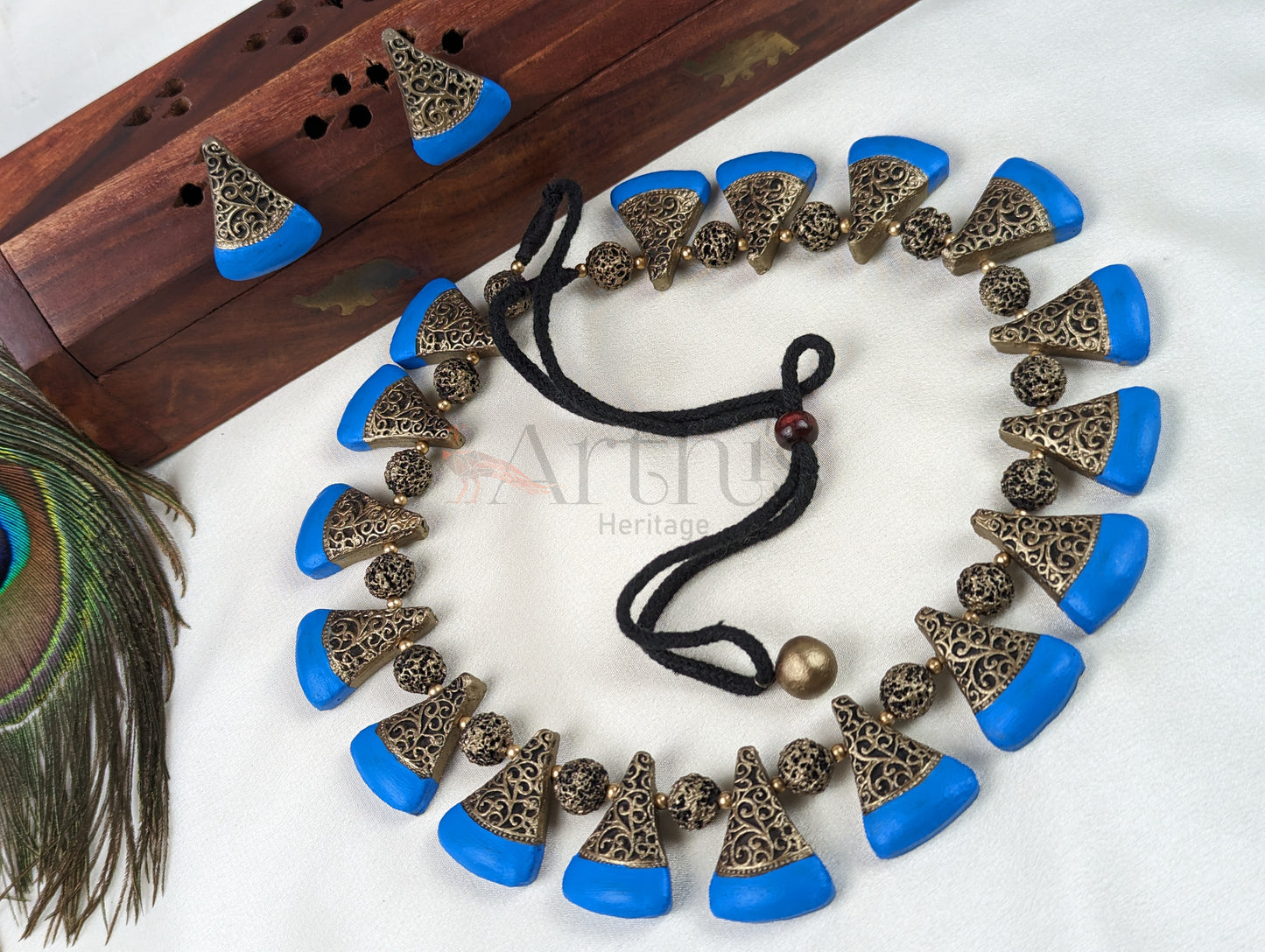 Floral Cone Design Terracotta Necklace & Earrings Set