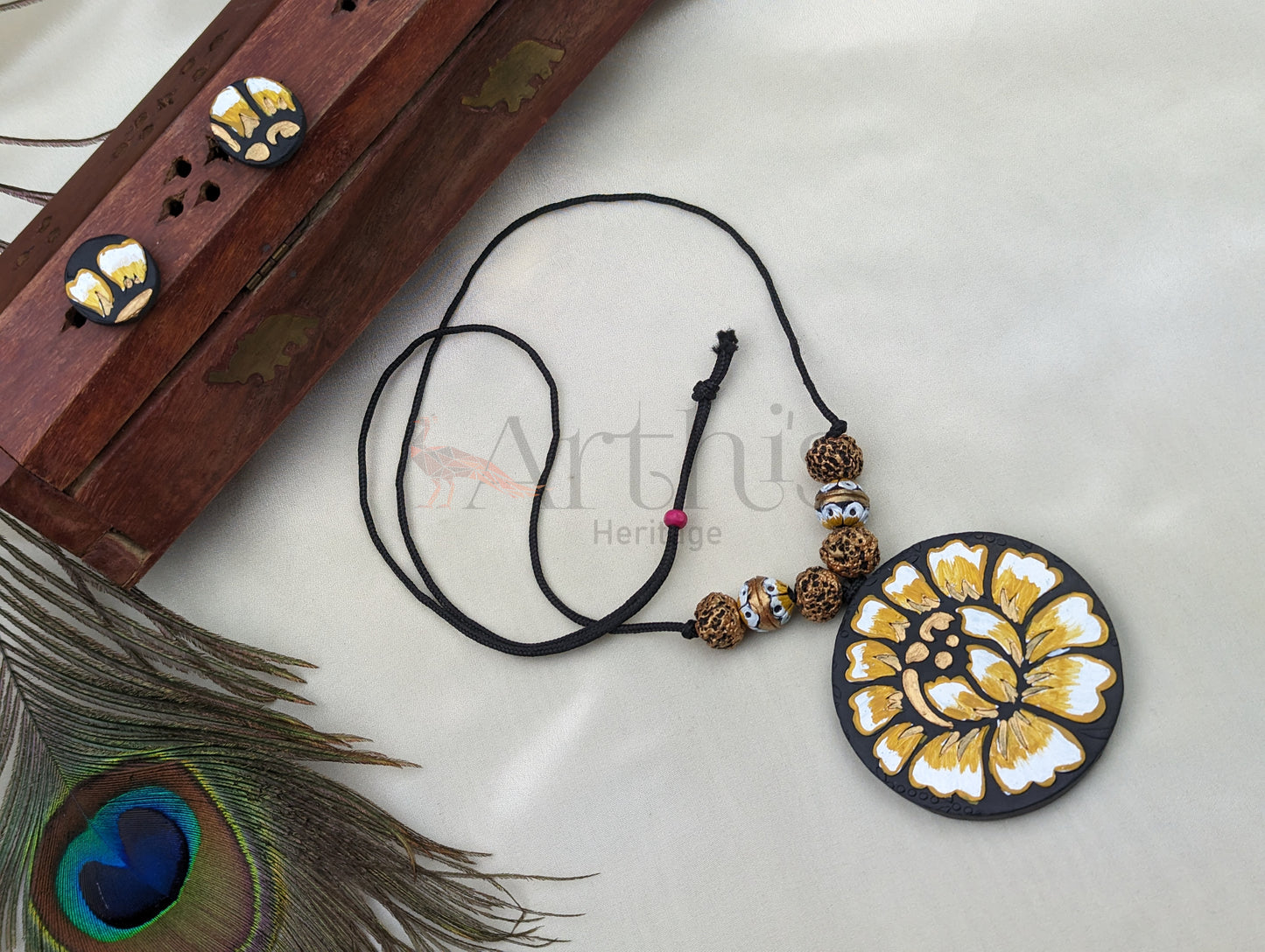 Flower Terracotta Necklace & Earrings Set