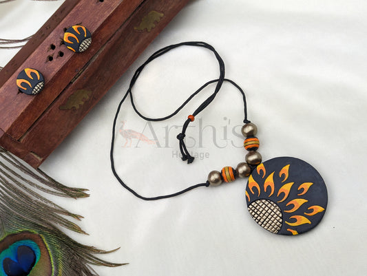 Blazing Sun Terracotta Necklace & Earrings Set