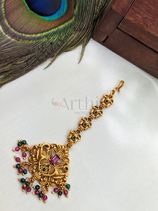 Antique Gold Finish Maang Tikka