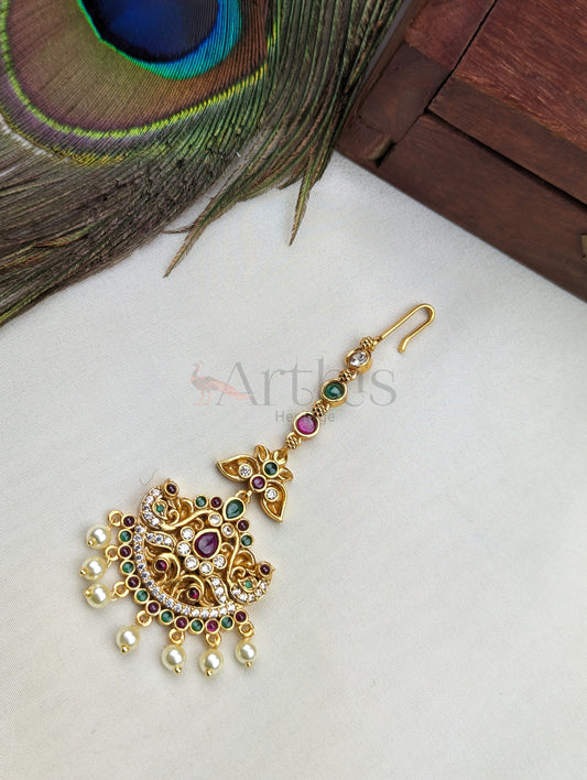 Antique Gold Finish Maang Tikka